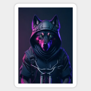 Cyberpunk Biker Wolf Sticker